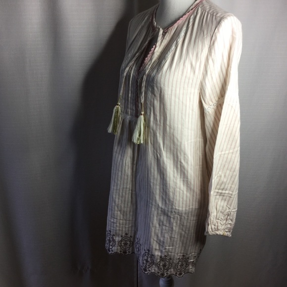 ANTHROPOLOGIE Floreat Night Shirt Ivory Pink Sz XS - Picture 3 of 8